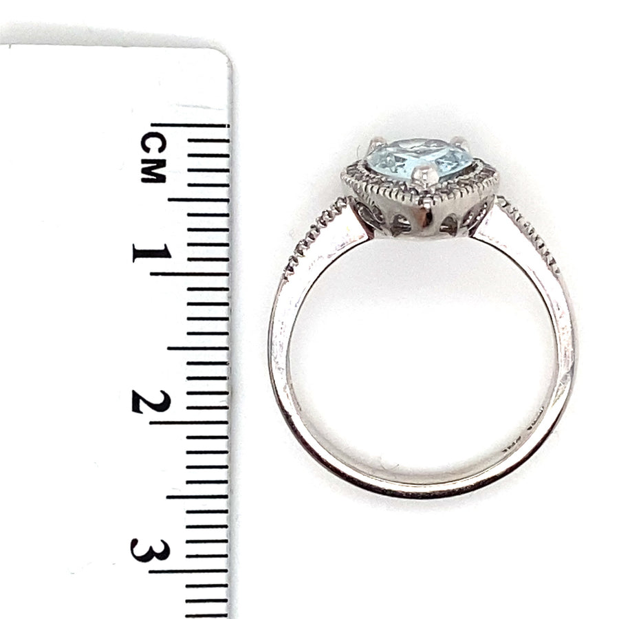 14ct White Gold Quartz and Diamond Ring (c. 0.38ct) - Size N 1/2