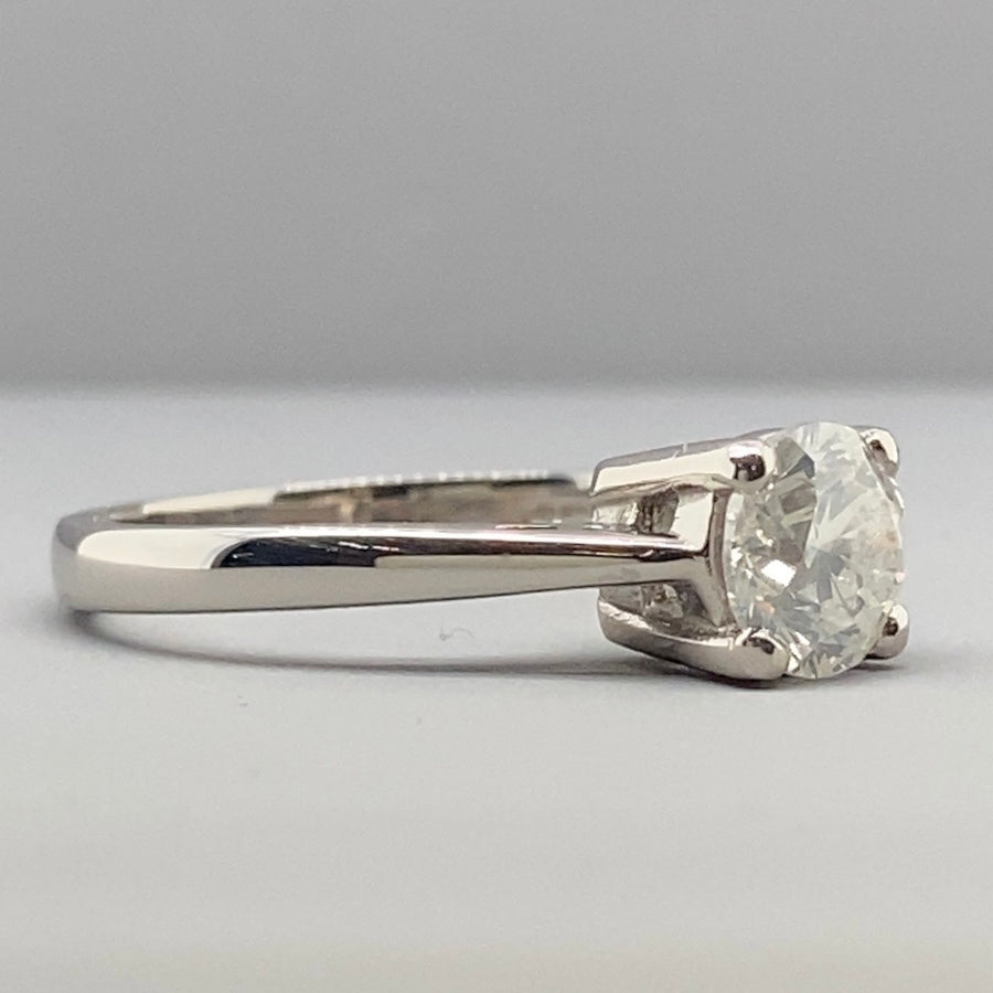 18ct White Gold Single Stone Diamond Ring (c. 1.00ct) - Size N 1/2