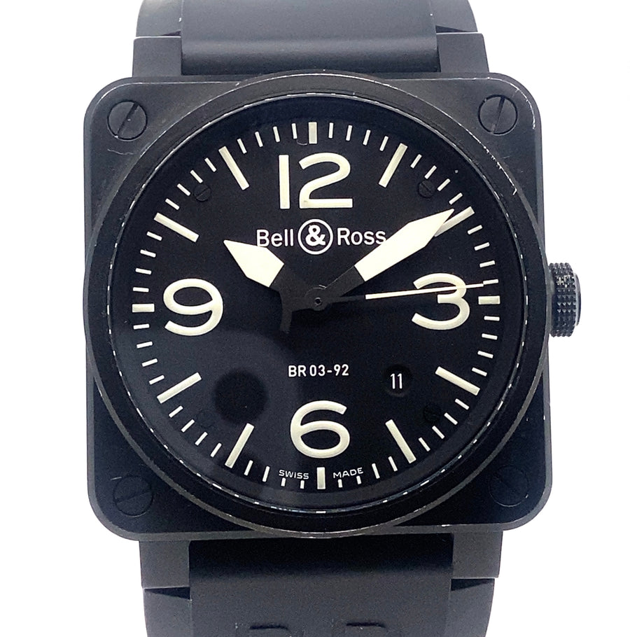 Pre-Owned Stainless Steel and Rubber Strap BR03-92 Heritage Bell & Ross Watch (Gents)