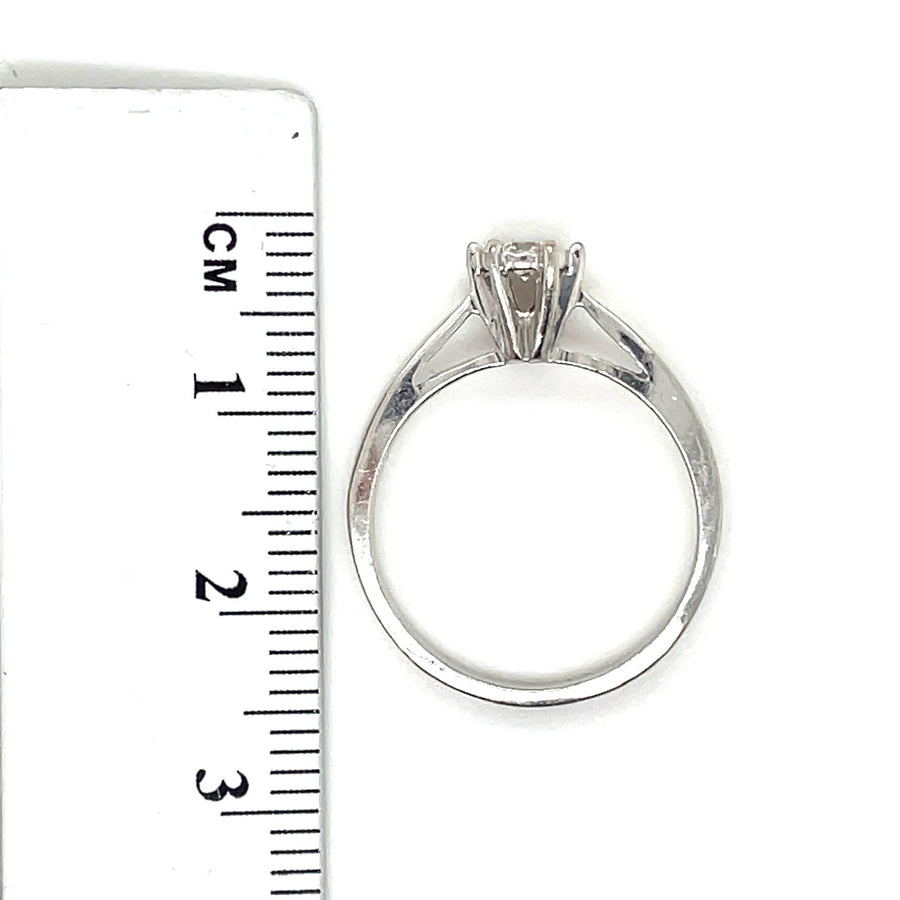 9ct White Gold Single Stone Diamond Ring - Size K