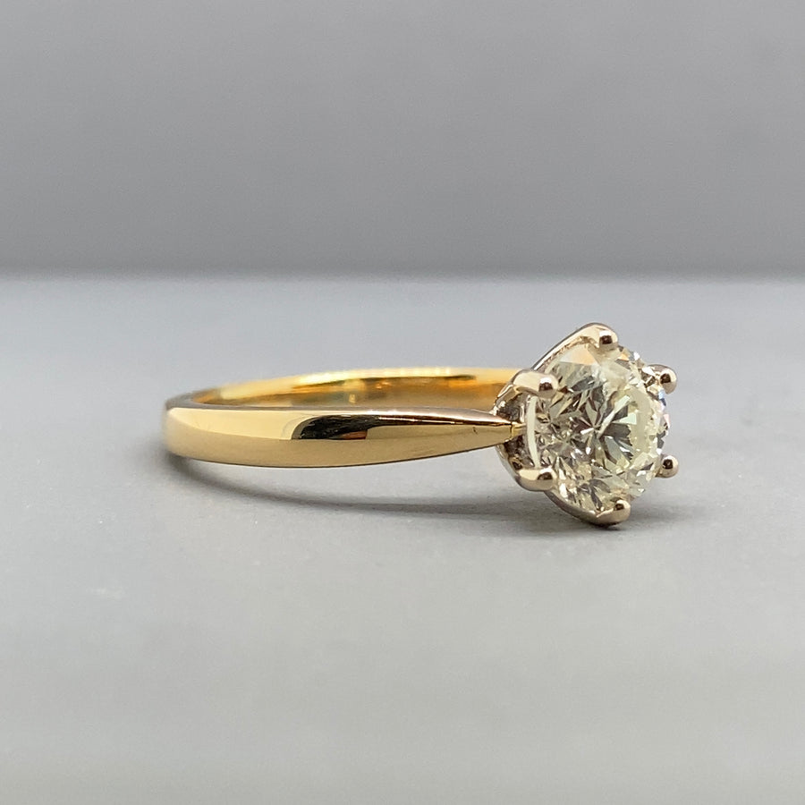 18ct Yellow Gold Single Stone Diamond Ring (c. 1.35ct) - Size R