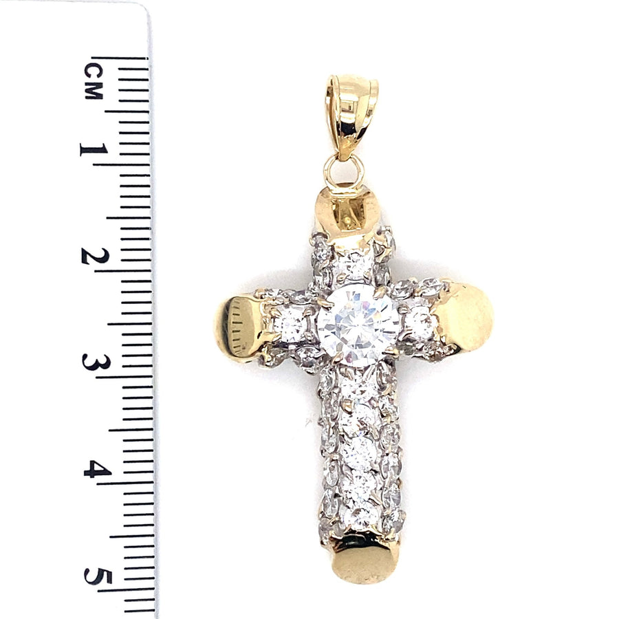 9ct Yellow Gold Cubic Zirconia Cross Pendant