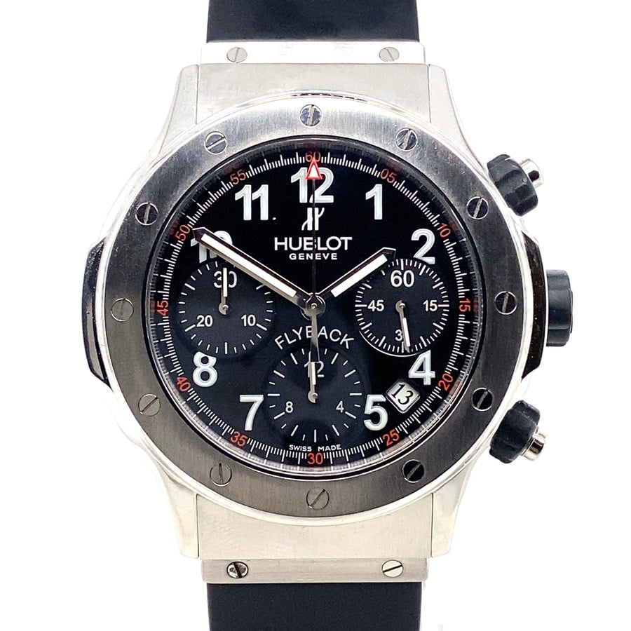 Pre-Owned Stainless Steel and Rubber Strap Flyback Chronograph Hublot Watch (Gents)