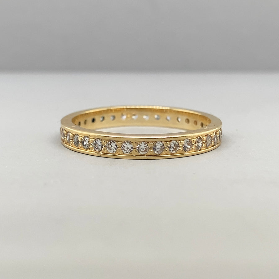 14ct Yellow Gold Cubic Zirconia Band Ring - Size N