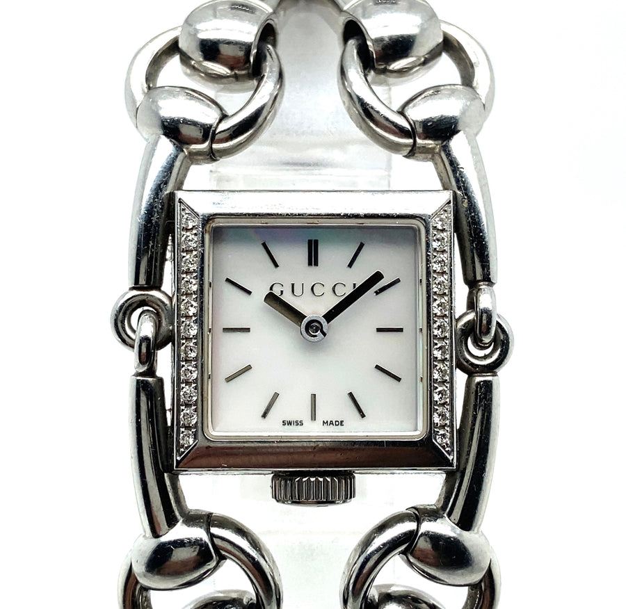 Pre-Owned Stainless Steel Diamond Set Gucci Watch (Ladies)