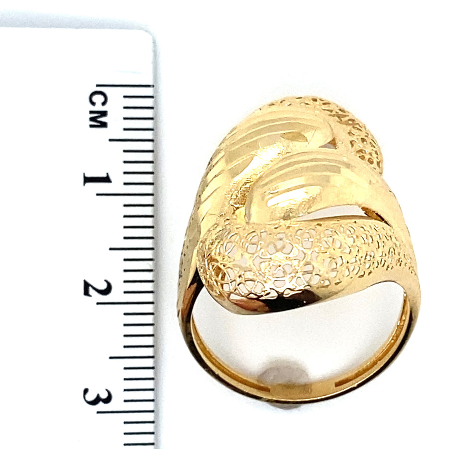 18ct Yellow Gold Fancy Swirl Ring - Size S (NEW!)