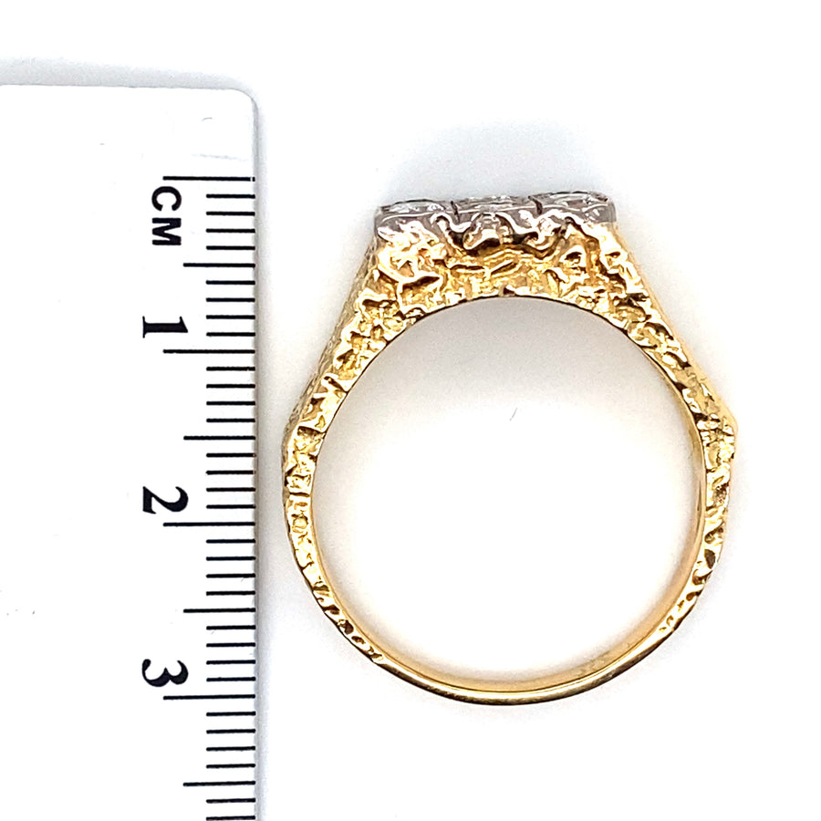 18ct Yellow Gold Diamond Set Signet Ring (c. 0.90ct) - Size Z + 1