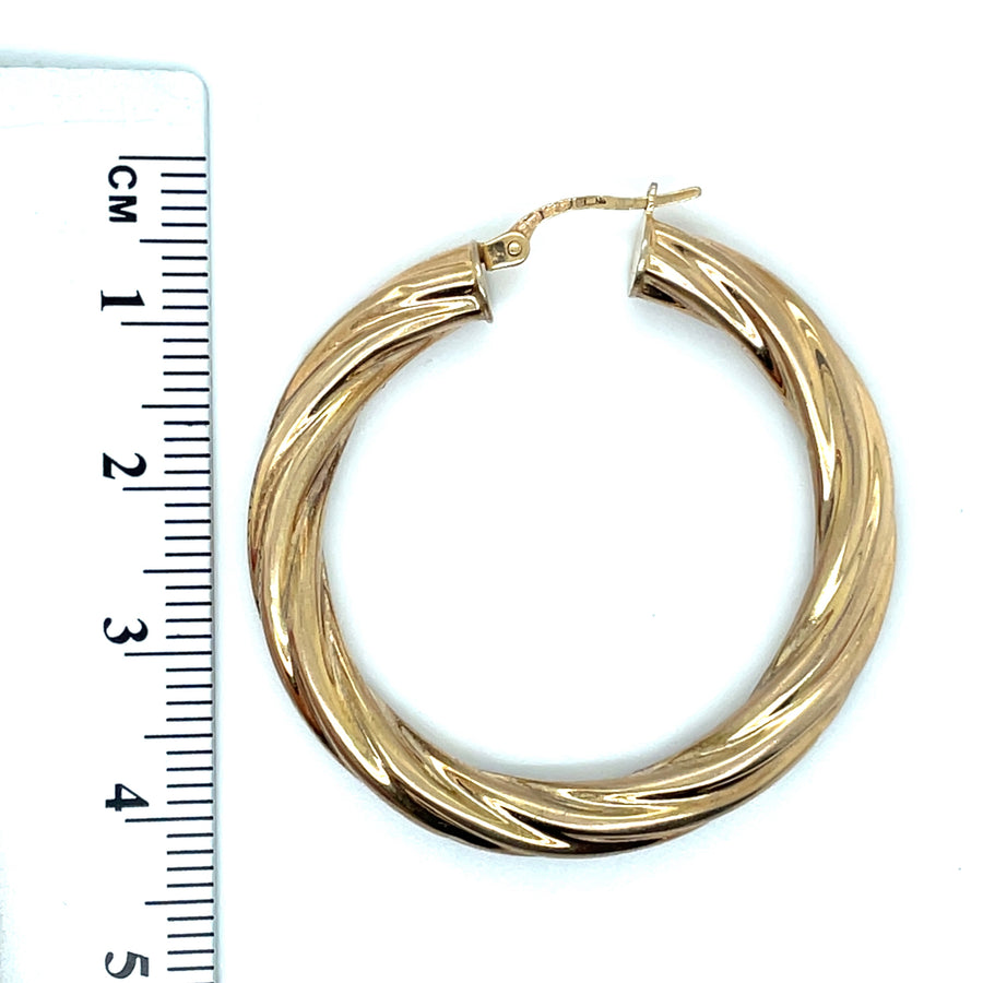 9ct Yellow Gold Twist Hoop Earrings