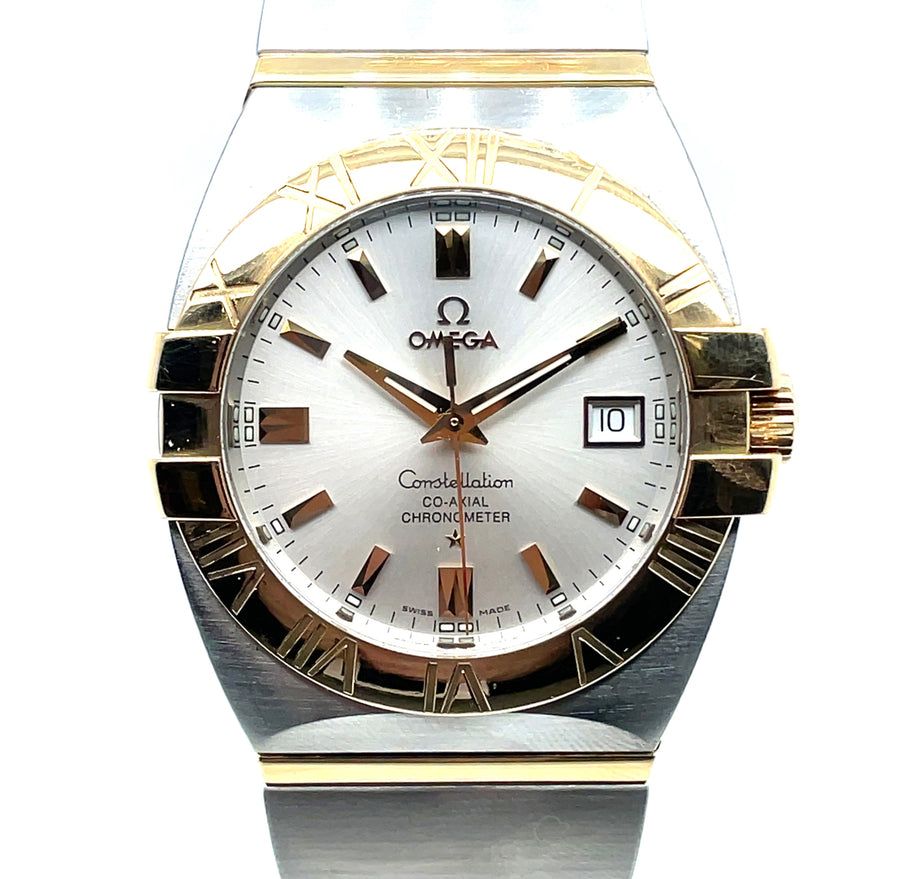 Pre-Owned 18ct Yellow Gold and Stainless Steel Bi-Colour Constellation Chronometer Omega Watch (Gents)