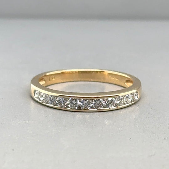 18ct Yellow Gold Diamond Half Eternity Ring (c. 0.22ct) - Size K
