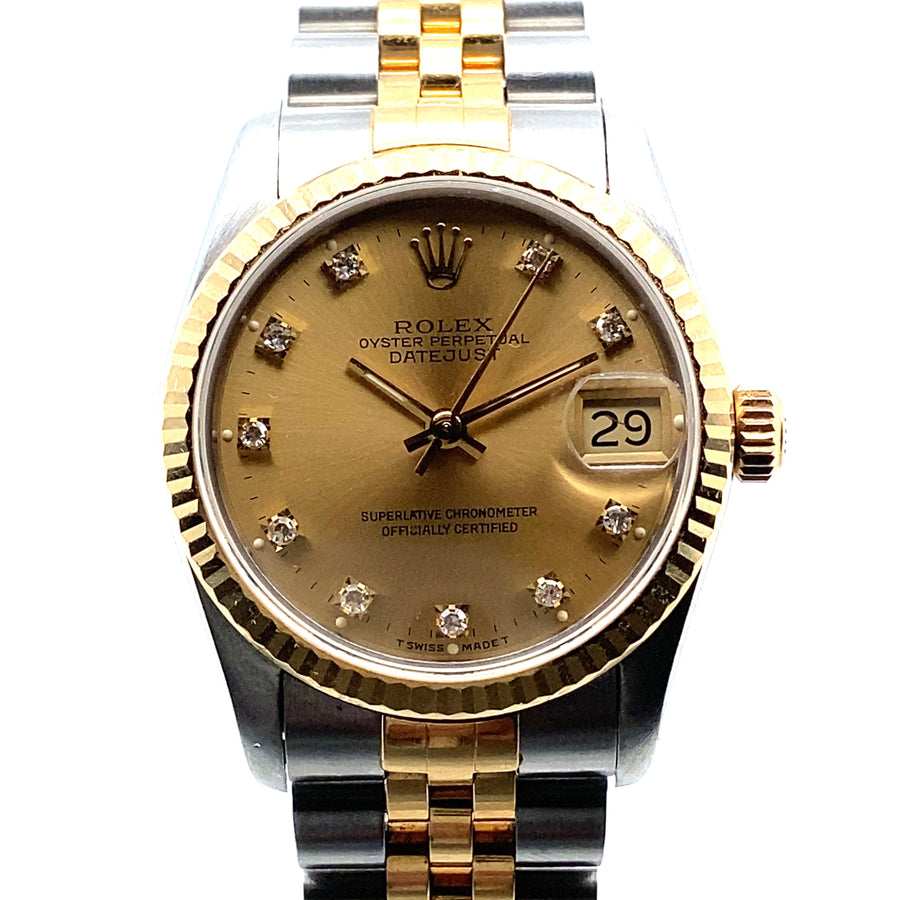 Pre-Owned 18ct Yellow Gold and Stainless Steel Bi-Colour Datejust Rolex (Midi)