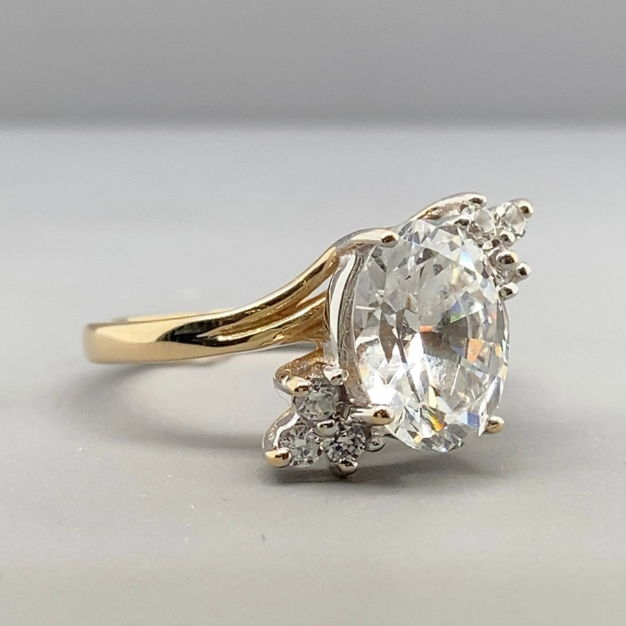 9ct Yellow Gold Cubic Zirconia Dress Ring - Size L 1/2