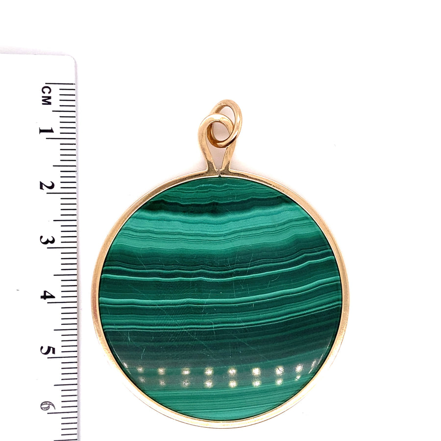 9ct Yellow Gold Green Malachite Pendant