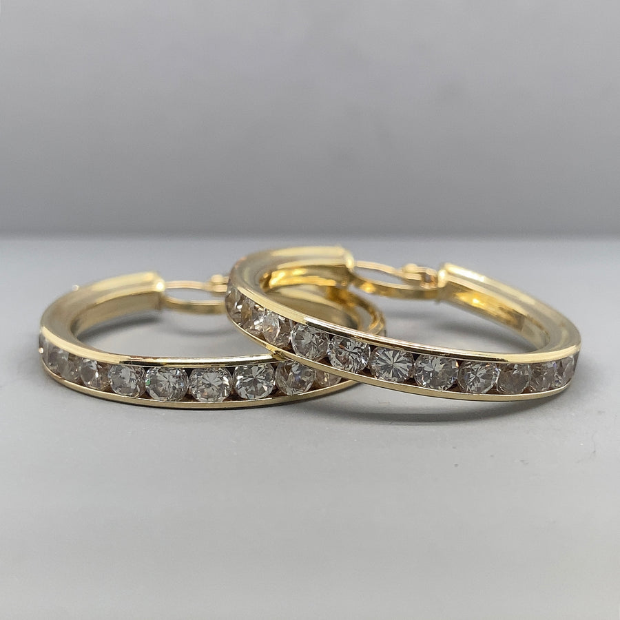 9ct Yellow Gold Cubic Zirconia Hoop Earrings