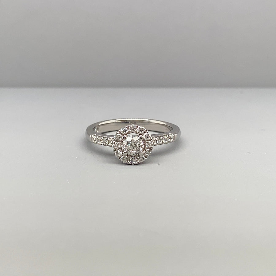 18ct White Gold Diamond Cluster Ring (c. 0.50ct) - Size K