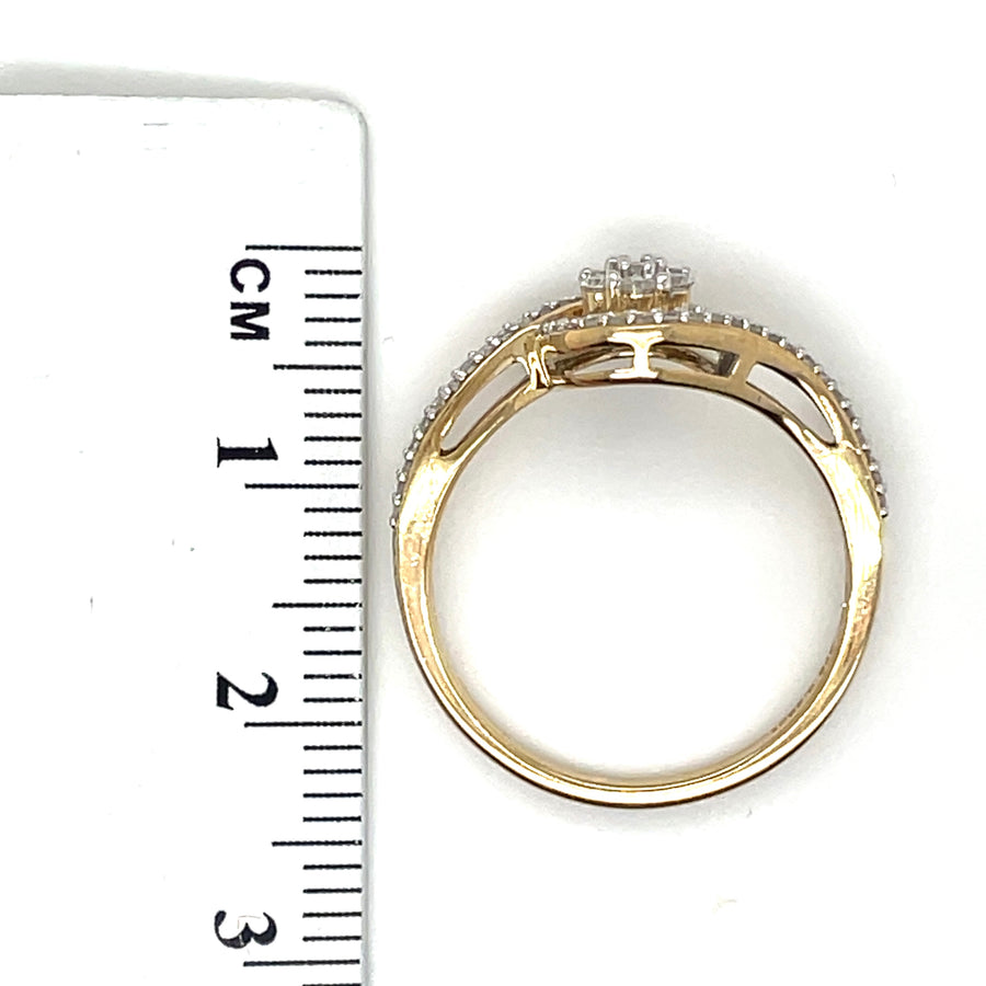 9ct Yellow Gold Diamond Cluster Ring (c. 0.25ct) - Size N