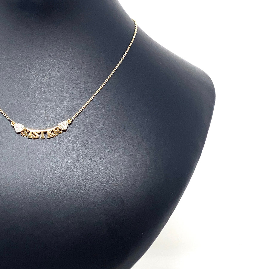 9ct Yellow Gold Cubic Zirconia Sister Necklace (16")