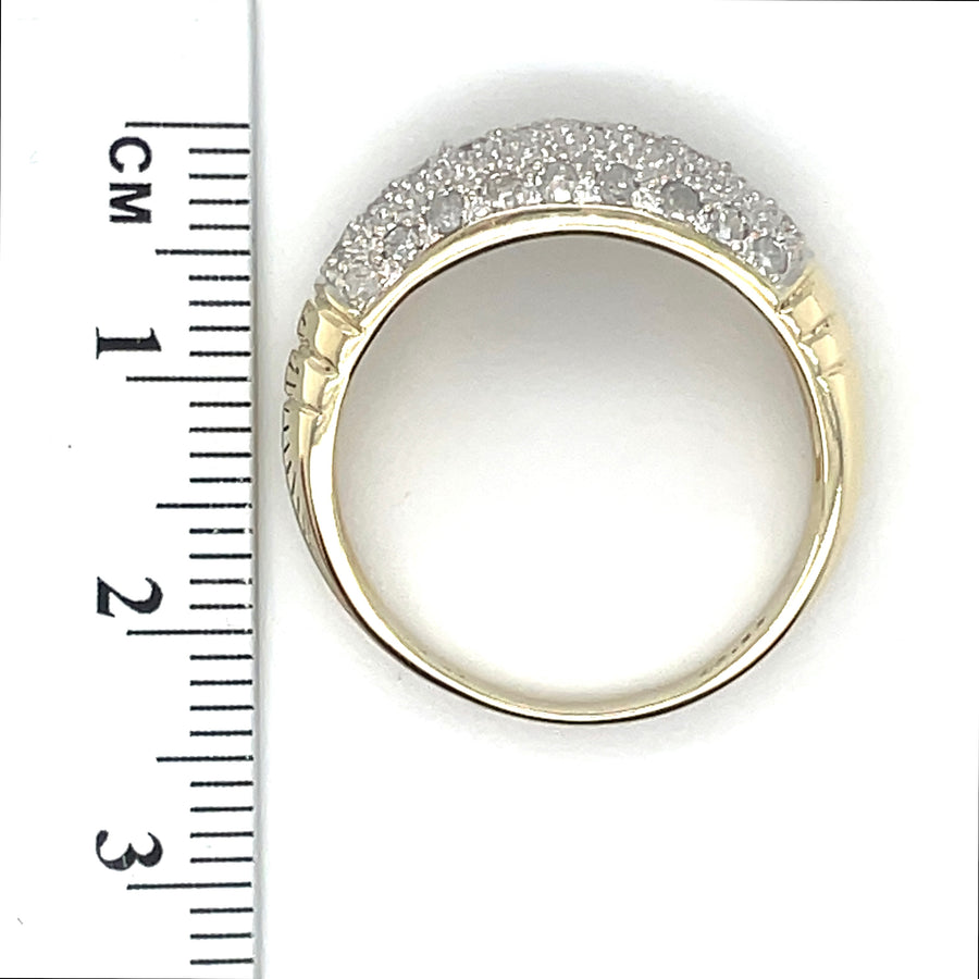 9ct Yellow Gold Diamond Dome Style Ring (c. 0.50ct) - Size R