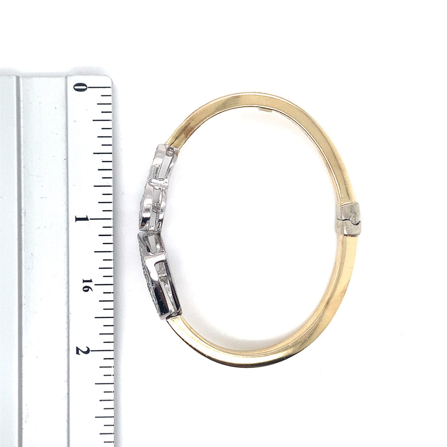 9ct Yellow Gold Cubic Zirconia Double Heart Child Bangle