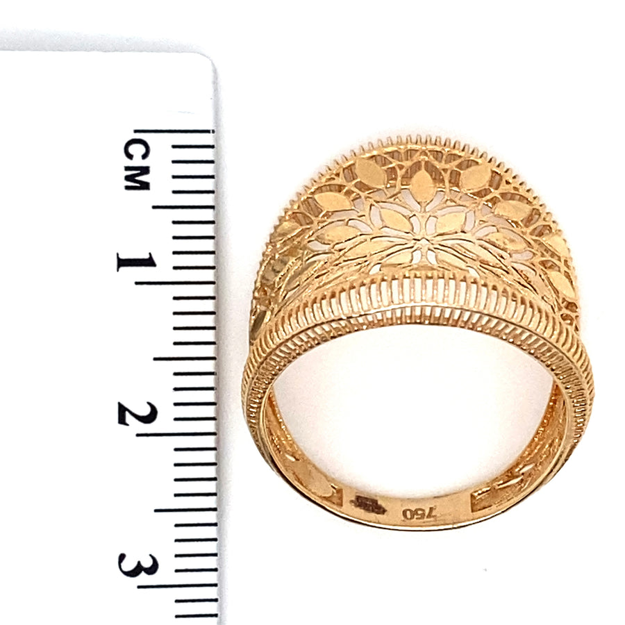 18ct Yellow Gold Fancy Cut Out Design Ring - Size R (NEW!)