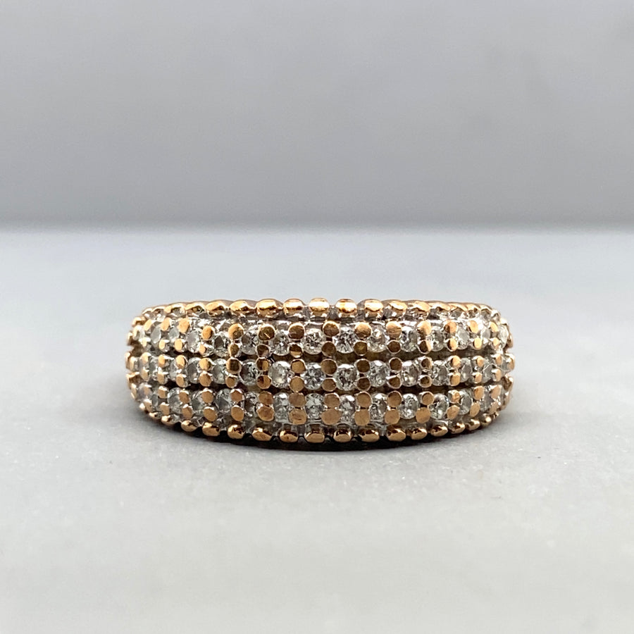 9ct Yellow Gold Diamond Set Band Style Ring (c. 0.50ct) - Size N 1/2