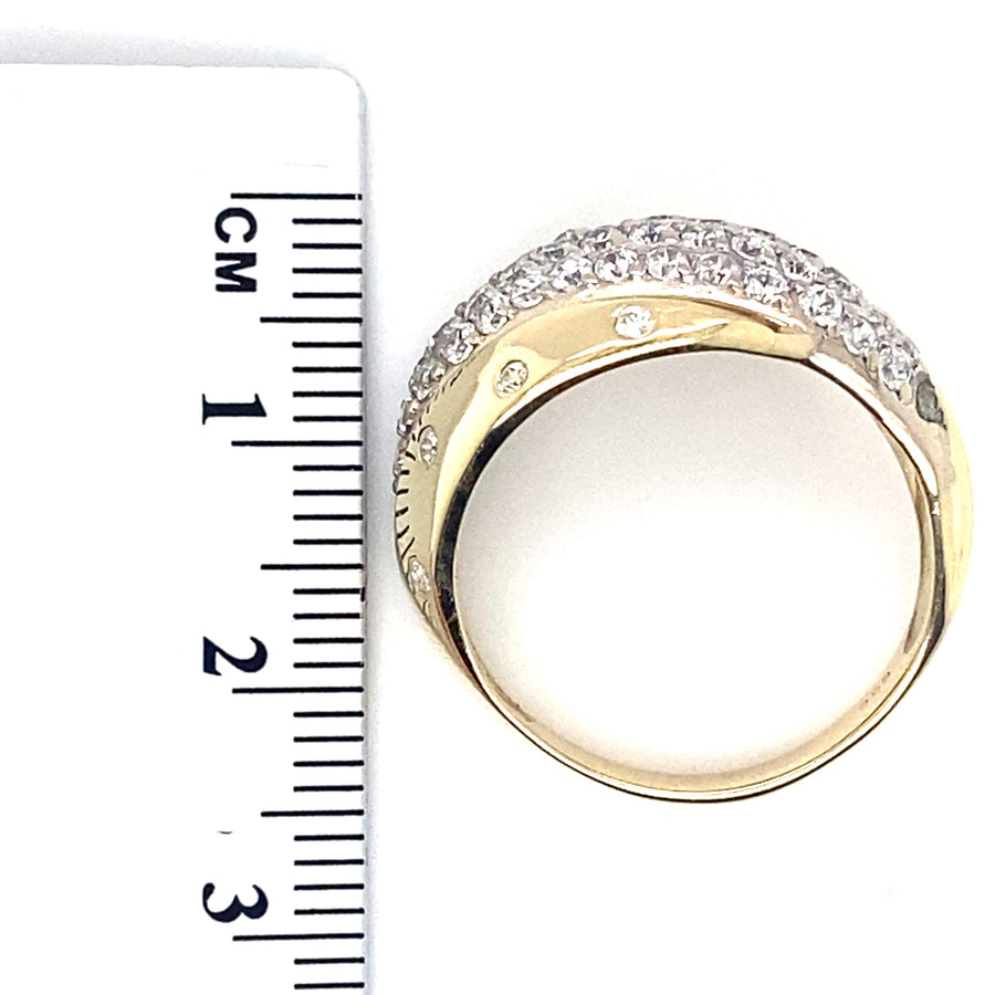14ct Yellow Gold Cubic Zirconia Ring - Size Q