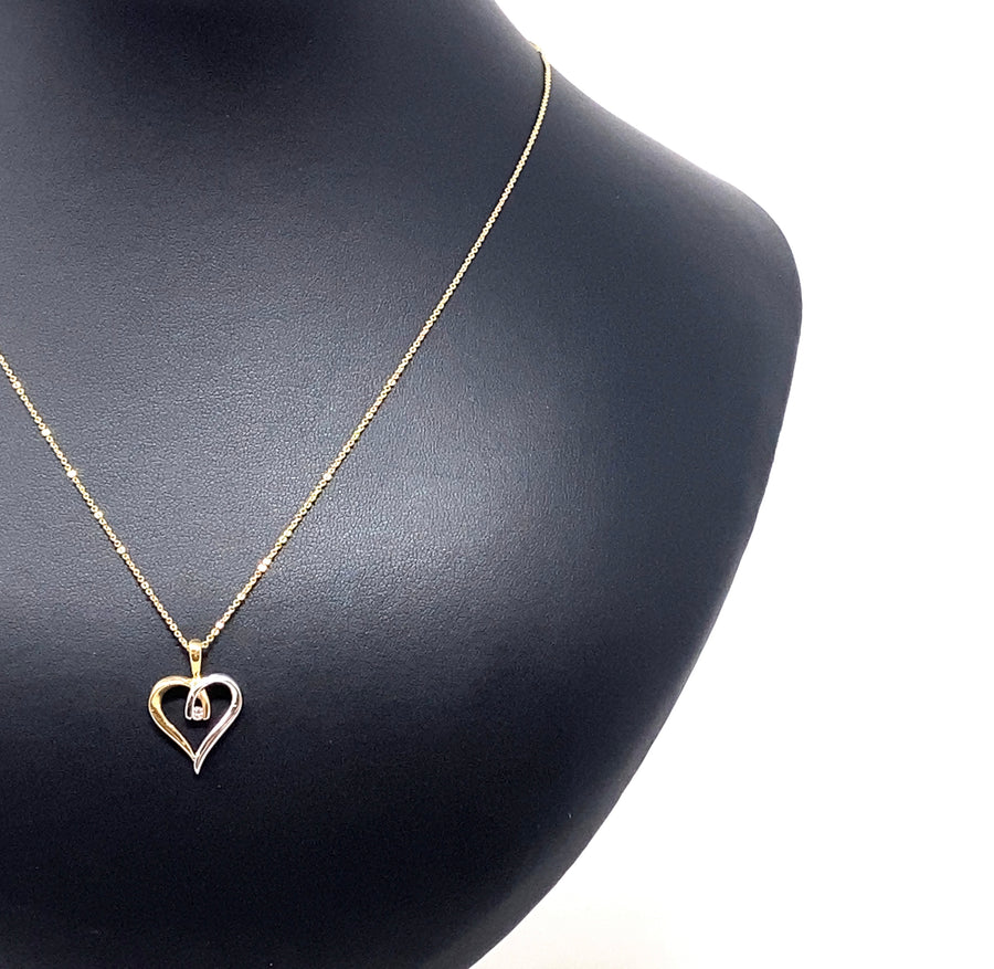 9ct Bi-Colour Diamond Heart Pendant and Chain (20")