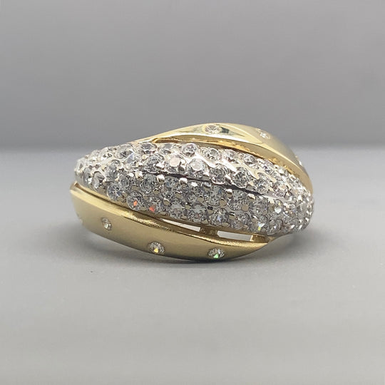 14ct Yellow Gold Cubic Zirconia Ring - Size Q