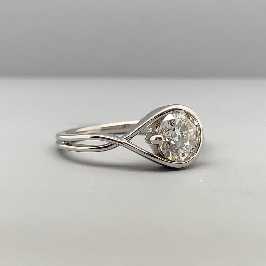 14ct White Gold Lab Grown Diamond Pandora Ring (c. 1.00ct) - Size N