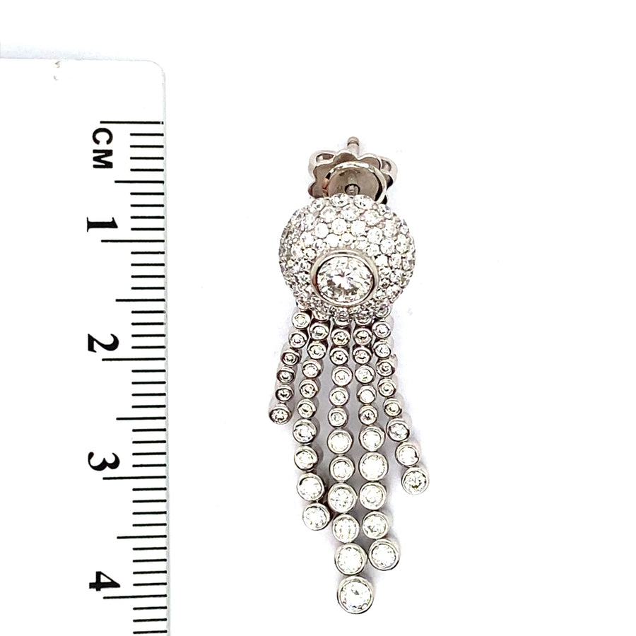 18ct White Gold Diamond Drop Fancy Earrings (c. 2.00ct)
