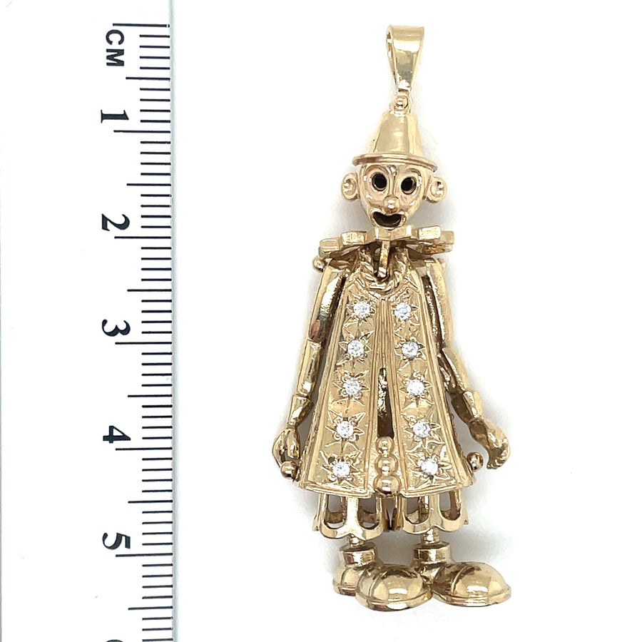 9ct Yellow Gold Cubic Zirconia Clown Pendant