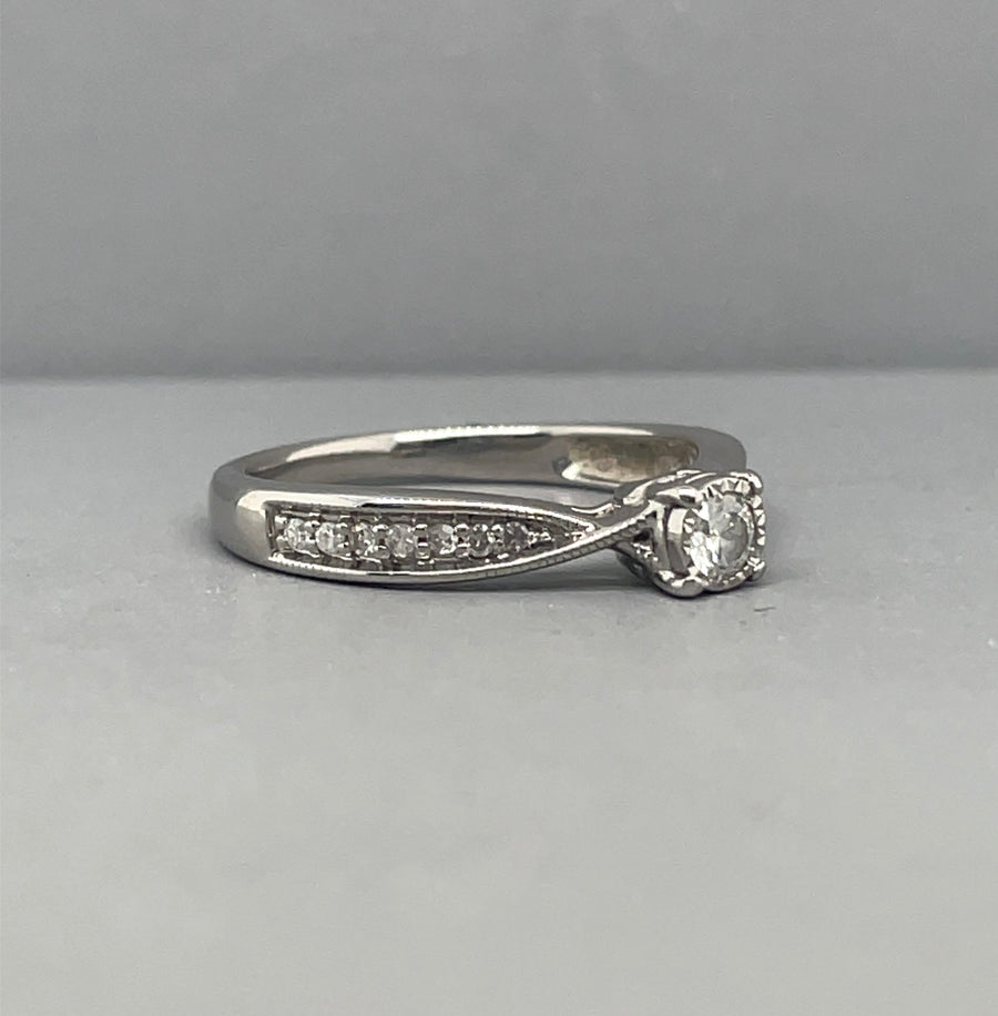 9ct White Gold Diamond Ring (c. 0.20ct) - Size L 1/2