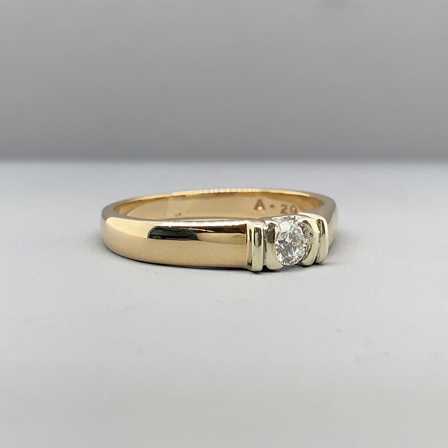 9ct Yellow Gold Single Stone Diamond Ring (c. 0.20ct) - Size P