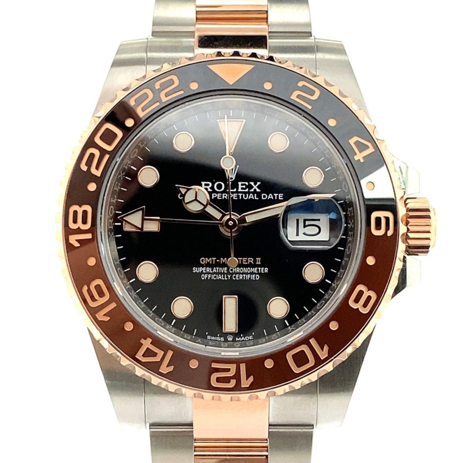 Pre-Owned Bi-Colour Root Beer Stainless Steel and 18ct Rose Gold GMT Master II Rolex (Gents)