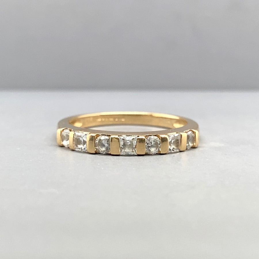 14ct Yellow Gold Cubic Zirconia Set Band Ring - Size O