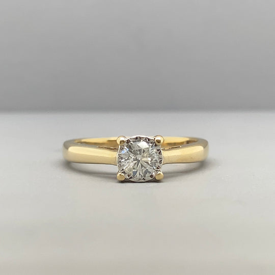 9ct Yellow Gold Single Stone Diamond Ring (c. 0.33ct) - Size M