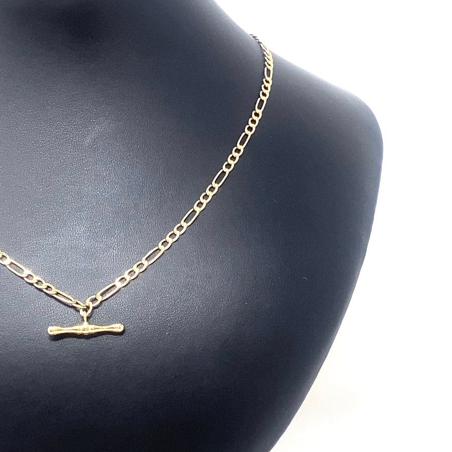 9ct Yellow Gold Figaro Chain with T-Bar (19")