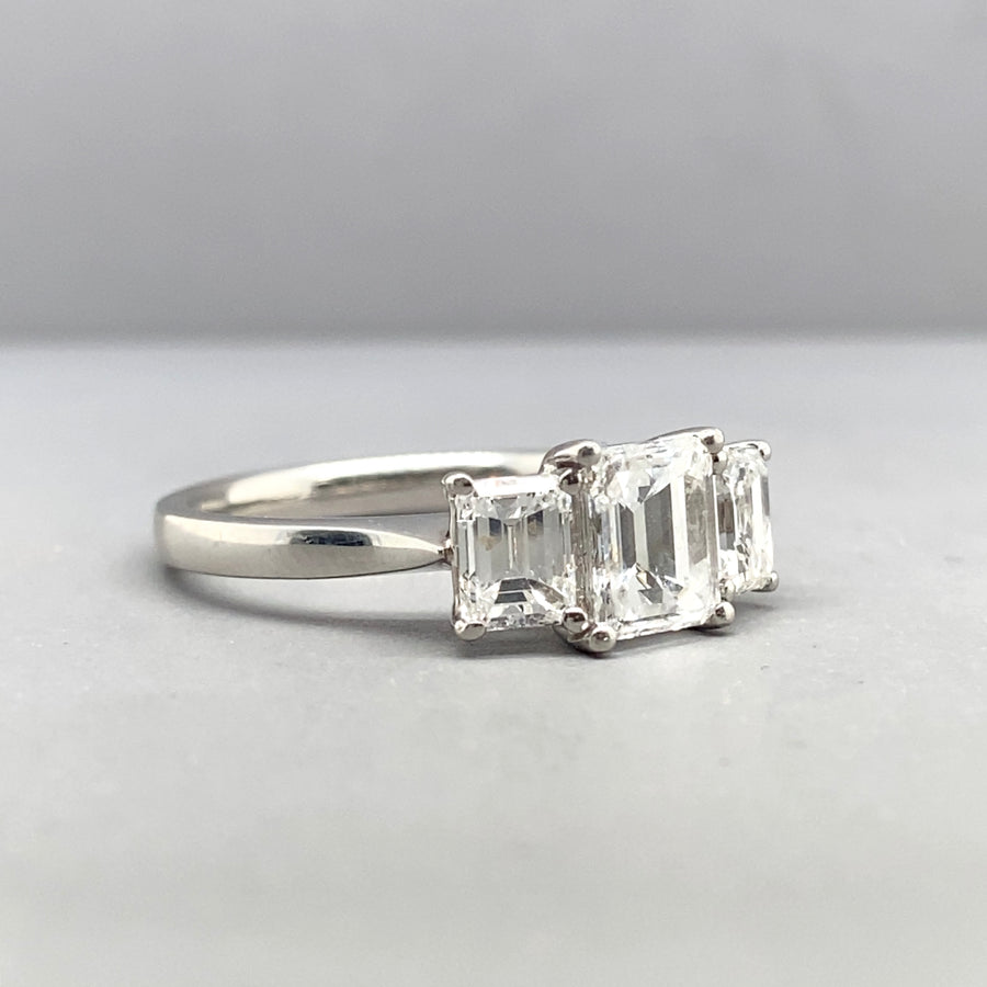 Platinum Three Stone Diamond Ring (c. 1.80ct) - Size M