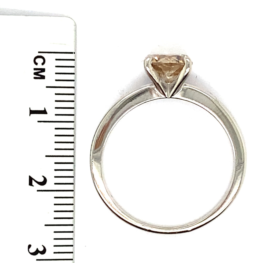 14ct White Gold Single Stone Cinnamon Diamond Ring (c. 1.50ct) - Size R