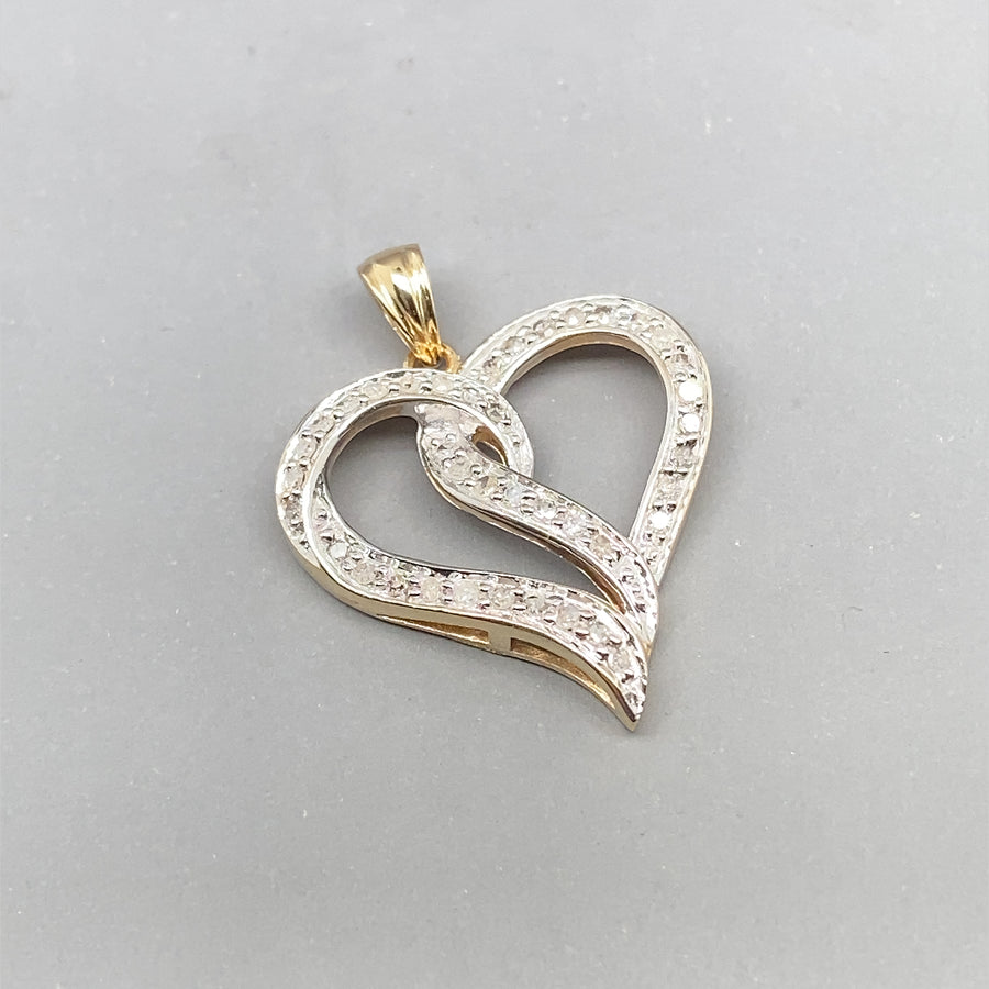 9ct Yellow Gold Diamond Heart Pendant (c. 0.25ct)