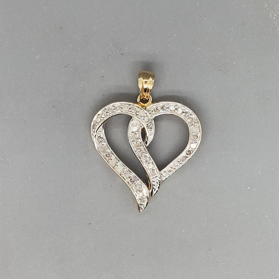 9ct Yellow Gold Diamond Heart Pendant (c. 0.25ct)