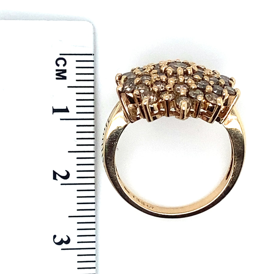 9ct Yellow Gold Cinnamon Diamond Cluster Ring (c. 1.95ct) - Size O