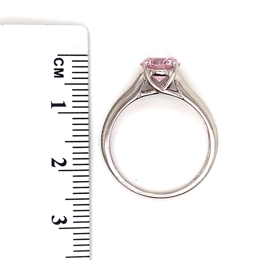 14ct White Gold Pink Cubic Zirconia Ring - Size N