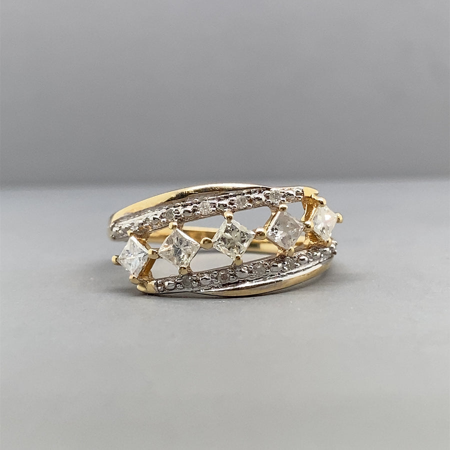 9ct Yellow Gold Diamond Band Ring (c. 0.39ct) - Size L