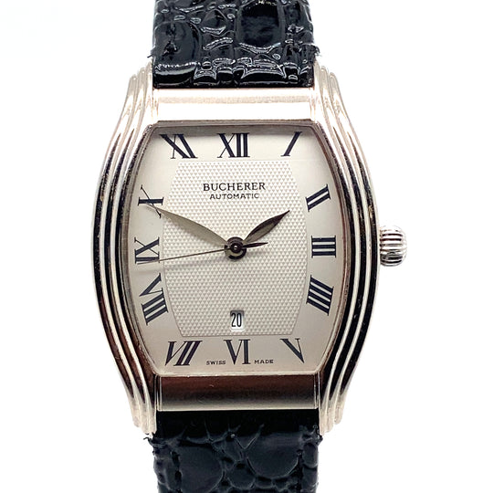 Pre-Owned 18ct White Gold and Leather Strap Archimedes Bucherer Watch (Gents)