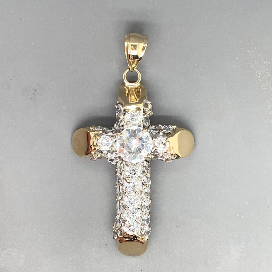 9ct Yellow Gold Cubic Zirconia Cross Pendant