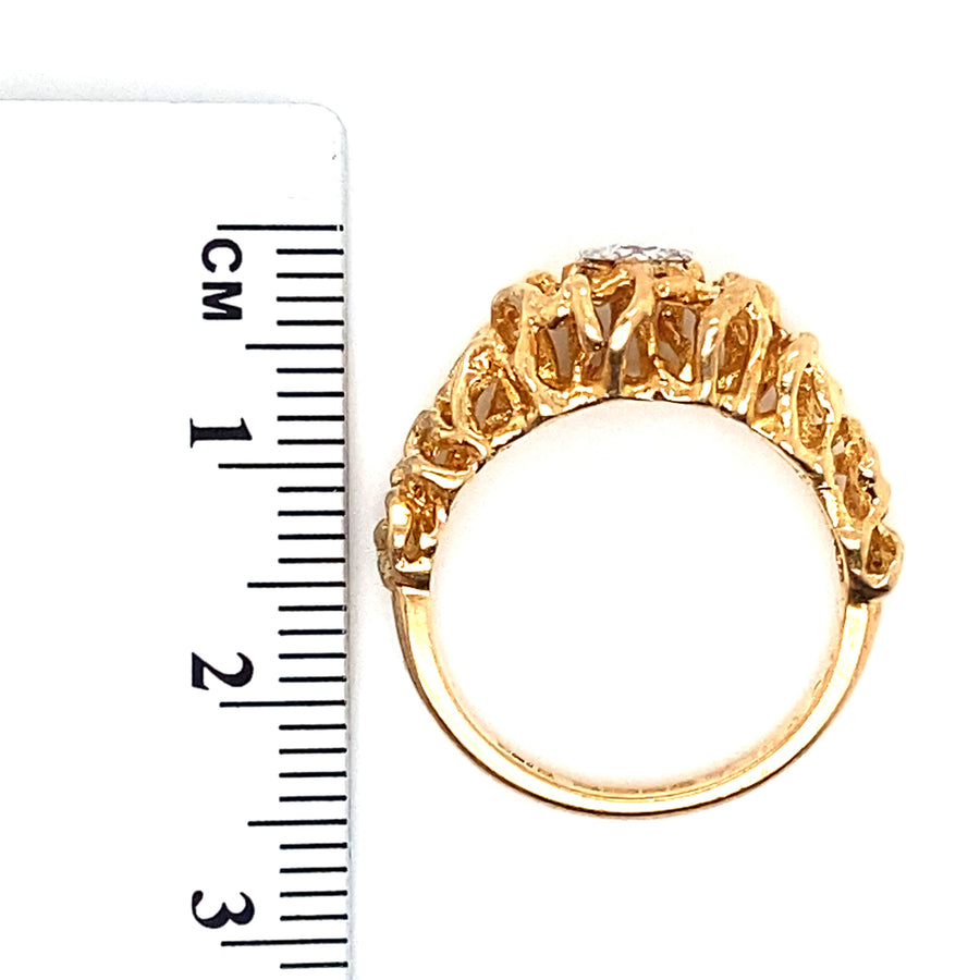 18ct Yellow Gold Single Stone Fancy Diamond Set Ring - Size M