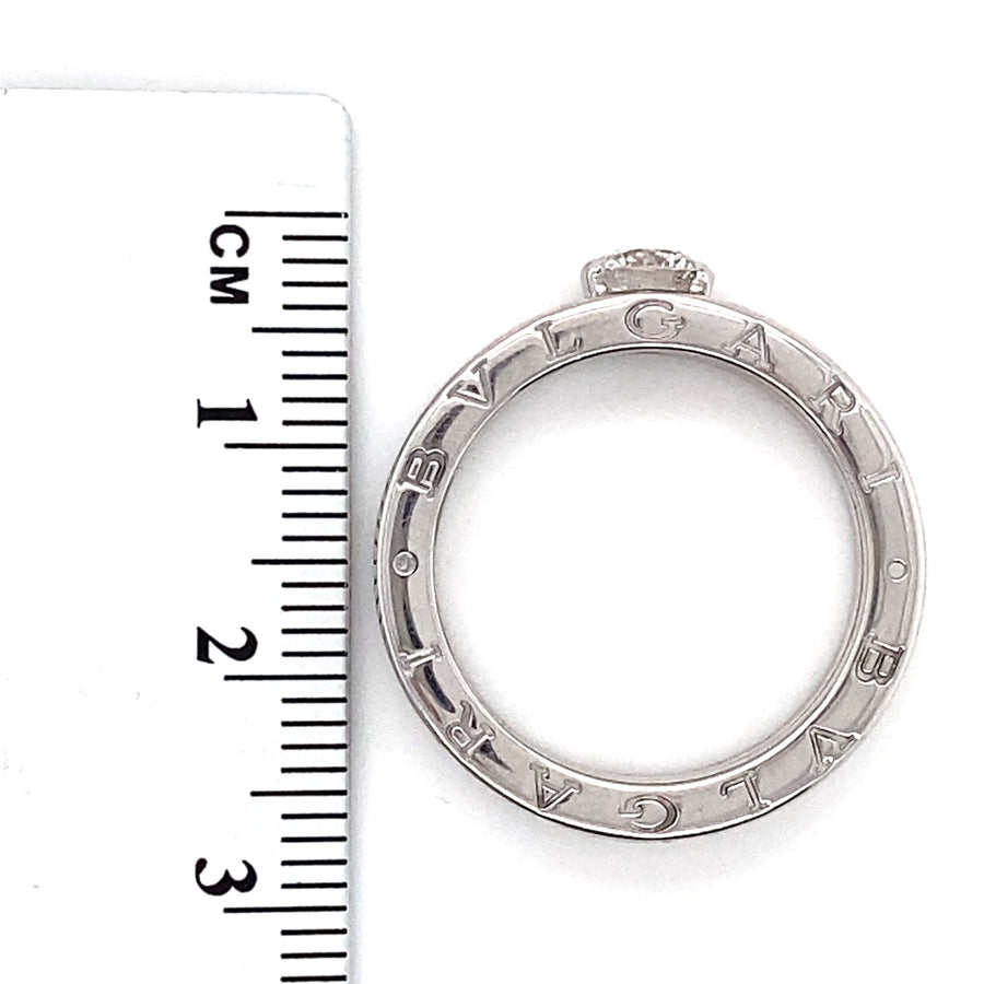 18ct White Gold Single Stone Diamond Bvlgari Ring (c. 0.55ct) - Size R 1/2