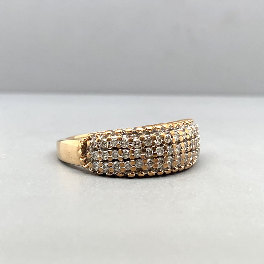 9ct Yellow Gold Diamond Set Band Style Ring (c. 0.50ct) - Size N 1/2