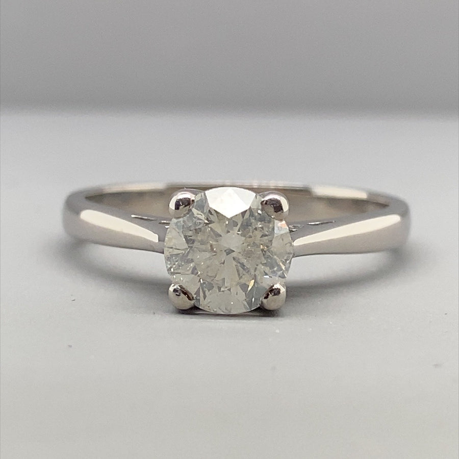 18ct White Gold Single Stone Diamond Ring (c. 1.00ct) - Size N 1/2